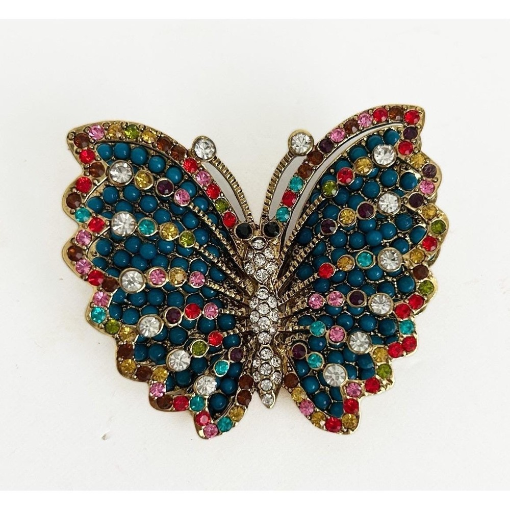 HTF Princess Amanda Borghese Layered Colorful‎ Rhinestone BUTTERFLY Brooch